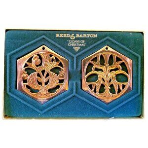 Reed & Barton Twelve Days of Christmas 1984 Silver Gold Ornaments Vintage
